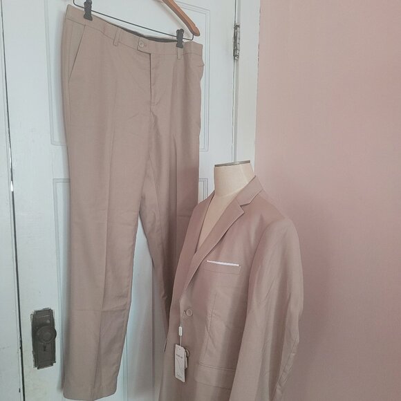 Wehilion 4236 Men's Champagne Regular Fit 2 Piece Suit Set Size L - Picture 4 of 10